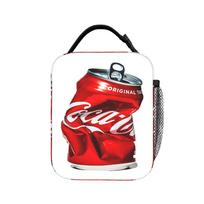 Coca Cola Soda Drink Lunch Bag Cute Outdoor Picnic Lunch Box Graphic Design Portable Cooler Bag One Size red