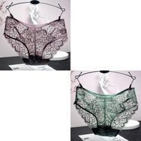 2pcs Warm Sexy Lace Panties Seamless Underwear New Lingerie for Woman Solid Soft Briefs Female Underpanties M (40-50kg)