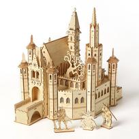 3d Wooden Puzzle Wooden Model of The Lost Castle Toy Kid Adult Diy Model Kits Desk Decoration for Gift beige