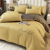 High End Skin Friendly Bedding Set Queen Luxury Embroidery Duvet Cover Set with Flat Sheet Simple Durable King Size Bedding Sets Flat Bed Sheet&1.2m 3 pcs set beige