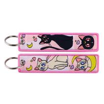 Sailor Moon Keychain Usagi Anime Embroidery Key Tag Motorcycles Cars Backpack Chaveiro Keychain Cute And Charming Key Ring Fans Present Toy black