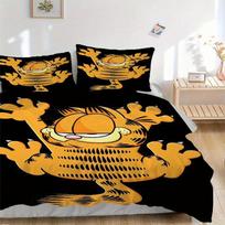3pcs Garfield Design Printed Quilt Set - Includes 1 Quilt Cover and 2 Pillowcases, Machine Washable - Suitable for All Seasons.F013 135x200cm orange