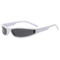2026 New Y2K Narrow Frame Sunglasses Futuristic Cyberpunk Shades for Men and Women Trendy Personality Sun Glasses white