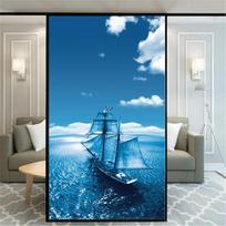 Static Cling Privacy Window Film  Decorative Sea Boat Window Coverings Glass Window Sticker (as the picture,40x60cm WxH)