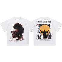 Hip Hop Rap The Weeknd Short Sleeve T-shirt Men and Women Summer Tide Brand Vintage Loose Cotton Oversized T-shirts Trendy Streetwear for Daily Looks 4XL black