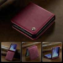 Luxury Leather Case For Samsung Galaxy Z Flip 7 Flip7 5G 2025  Classic Book Funda Samsung Z Flip 7 Case Phone Etui Galaxy Z Flip 7 raudona