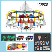 102pcs Multifunctional Kids Electric Train Rail Car Set Multi-Layer Traffic Light Overpass Puzzle Building Boy Girl Gift  B021 gray