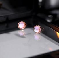 PONYKISS Real  Sterling Silver Round Moonstone Stud Earrings For Fashion Women Classic Fine  Minimalist Accessories