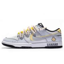 Nike Dunk Low Slip Resistant Abrasion Resistant Low top Skateboard Shoes GS Blue Gray Yellow CW1590-100(TeamM-S-BOX) 39 gray