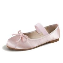 Ballet Flats WoMen'S Shoes 43 Mary Jane Shoes Round Toe Ladies' Shoe Bow Silk Satin Flats WoMen'S Shoes Plus Size 33-43 Valentine 38 rožinė