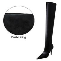 Women Spandex PU High Thin Heel Long Boots Lady Over-the-knee Winter Warm Boots Office Nightclub Gathering Women Straight Boots 38 black