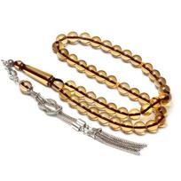 Musulmoniška Tasbih dovana Eid Al-Adha skaidri derva Rožančius Sidabrinis metalinis kutas 33 45 66 99 Maldos karoliukai Islamas Vyriška Misbaha 10MM 51beads beige