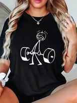 Dumbbell Graphic Print Tee Gym Short Sleeved Harajuku Streetwear Tops Tees Men Women Popular XXXXL