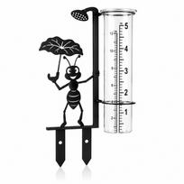 Rustproof Outdoor Glass Tube Rain Gauge Iron Art Glass Rain Measuring Tube  Outdoor Garden juoda