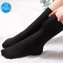 10PAIRS of solid tube socks, comfortable and breathable, men's and women's stockings and stockings - the perfect choice for autumn and winter one-size