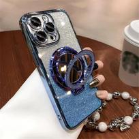 Glitter Mirror Bracket Gradient Case For Samsung A56 A26 A36 A16 A06 A55 A15 A35 A54 A24 A34 A14 A05S Soft Cover With Bracelet For Samsung A06 black