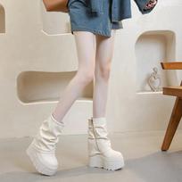 Platform Boots Women's Leather Boots Winter Short Boot High Heels Women's Boots Botas Ladies Shoes Botas De Invierno Para Mujer 33 gray
