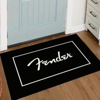 Fender Logo Carpet - Black White Guitar Rug Music Room Decor Doormat for Musician Home Studio Entryway Mat Easy To Clean Fashion 50X80cm white