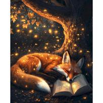 CHENISTORY Painting By Number Animal Cat Fox Frame Coloring By Numbers Flower On Canvas DIY Home Decoration DIY Gift 20x30cm no frame brown