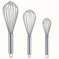 Set of 3 Stainless Steel Whisks - Manual Kitchen Mixer for Stirring, Beating, and Blending, Ergonomic Design, Food-Grade, Easy to Clean Stainless Steel gray