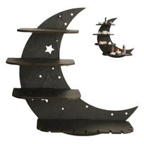 Wooden Crystal Shelf Crescent Crystal Display Shelf Fine Grinding Floating Shelves For Living Room Study Room Kitchen Dining
