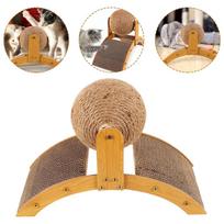 Easy Assembly Cats Scratching Wheel With Rotating Sisal Ball And Solid Wood Frame For Active Cats 1