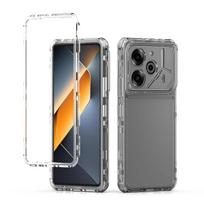 3 in 1 Hybrid Armor Shockproof Phone Case For Tecno Pova 6 Pro LI9 Hard Plastic Frame Transparent TPU Back Cover Coque Fundas Tecno Pova 6 Pro LI9 gryna