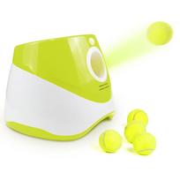 Automatic Pet Ball Launcher with Fluffy Tennis Ball & Mesh Bag for Small to Medium Dogs 12 Tennis Balls + Mesh Bag žalia