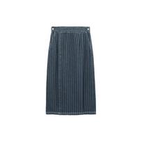 Carhartt WIP SS24 Logo Tag Stone Wash Striped Denim Long Skirt Women skirts CHXSKI033015M-BLA XS