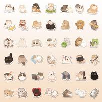 140Pcs Cute Cat Pet Stickers Waterproof Decals Reusable Labels For Water Cup Daily Decor Sticker Story Store beige