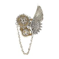 Vintage Steampunk Brooch Retro Punk Gears And Wing Brooch Pin Lapel Pin Dress Shirt Corsage for Women Men Outfit Accessory sidabras