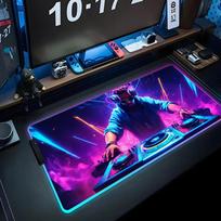 music dj Mouse Pad RGB Gaming Mousepad Big LED Pad PC Desk Mat Luminous Mouse Pad Large Keyboard Mats Table Rug With Backlit RGB600x300x3mm blue