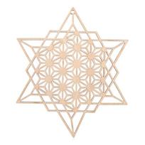 Medinis sienos ženklas Gyvybės gėlės forma Lazeriu išpjautas medžio sienos menas Namų dekoras Rankų darbo padėkliukai Rankdarbiai Šventosios geometrijos ornamentas beige
