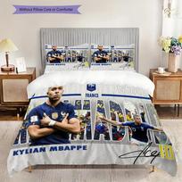 Kylian Mbapp Goal France Bedding (1 * duvet cover + 2 * pillowcase, without core) 2D Flat Duvet cover and pillowcase Soft and comfortable Bedding set 135x200cm