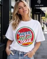 Vintage Twinkling Watermelon Graphic T-Shirts Women Funny Streetwear Korea Aesthetic Harajuku XXXXL brown