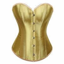 Women Satin Sexy Bustier Top Vintage Lace up Boned Bridal Corset Overbust Brocade Plus Size White Blue Korsett XS