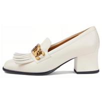 GUCCI Susikertanti Oda Storas Kulnas Aukštakulniai Moteriški Balti 750532 C9D00 9022 35.5 beige