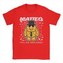 Matteo Italian-Brainrot Funny Meme Gen Z Viral Cotton T-Shirt For Man Summer T Shirts O Neck Fashion Tees Oversize Hot Sale Tops S orange
