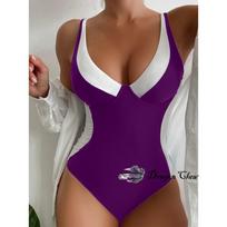 Solid Color Mesh V-neck One-piece Bikini Women's Sexy Tight Conservative Spring Swimsuit KTB L