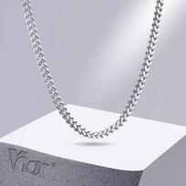 Vnox 3mm Franco Chain Necklaces for Men, Never Fade Stainless Steel Foxtail Chain, Cubic Double Layered Cuban Geometric Chain 50cm