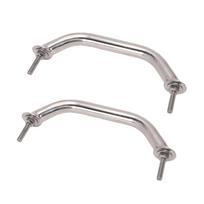 2PCS Marine Grab Handles 8 Inch Heavy Duty Stainless Steel Boat Grab Handle Handrail with Flange and Nut for Yatch gray