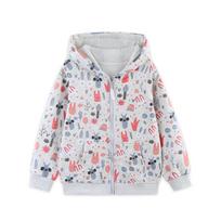 New Autumn Kids' Cartoon Print Zipper Hoodie - European Style for Girls and Toddlers 110cm