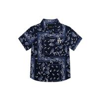 MLB Los Angeles Dodgers Cashew Flower Beach Style Letter Sports Casual Polo Shirt Unisex shirts Navy-Blue 31WSH3131-07N XS