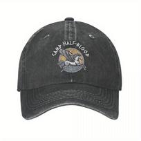 Greek Mythology Camp Half-Blood Percy Jackson Hat - Retro Greek Key Cap with Percy Jackson, Adjustable Snapback, PVC Coated & Ma One Size