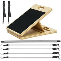 Pilates Bar with Elastic Bands Adjustable Inclined Board and Customizable Resistance for Stretching 90x33x3 cm 90 x 33 x 3 cm