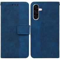 (Blue) Flip Case for Samsung Galaxy A17 5g Premium Pu Leather Wallet Cover Kickstand Feature Geometric Embossed