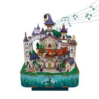 Tonecheer Music Box 3D Wooden Puzzle DIY Music Box Assembly Rotating Music Box Clockwork Spring Wood Craft Adult Birthday Gift Idea (Magical Castle)