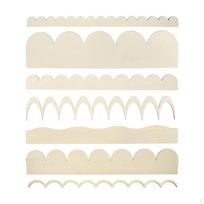 7Pcs Fan Shape Decorative Wood Trim,Wooden Moulding,DIY,Wave Molding Unfinished for Door white