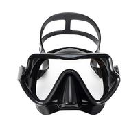 Nardymo kaukė plaukimo akiniai Scuba Snorkel Silikoninis sijonas grūdintas stiklas, panoraminis HD, skirtas suaugusiems jaunimui nuo rūko su nosies dangteliu black