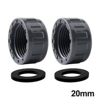2 vnt. PVC sriegiuota kepurėlė Apvalus vidinis sriegis Žarnos jungtis Su guminėmis tarpinėmis Komplektas 20mm/25mm/32mm Vamzdžių galų užkimšimo kištukas